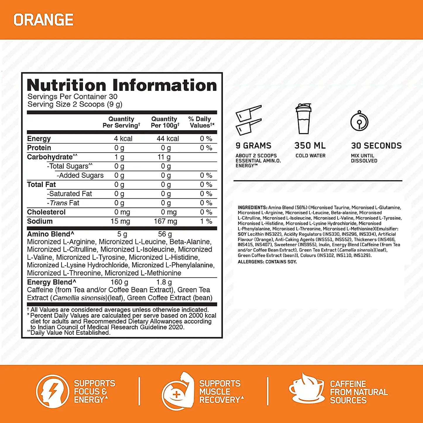 Optimum Nutrition (ON) Amino Energy - Pre Workout with Green Tea Extract | BCAA | Amino Acids | Energy Powder | 30 Servings