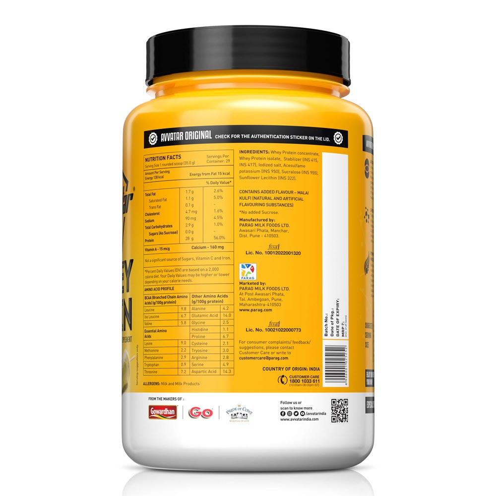 AVVATAR WHEY PROTEIN | 1 KG | 27g Protein | Isolate & Concentrate Blend