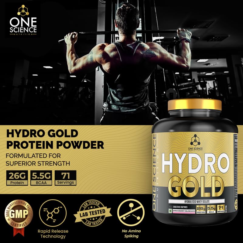 One Science Nutrition (OSN) HYDRO GOLD Protein Powder | 5lbs | Hydrolyzed Whey for easy digestion | highly-refined and low-calorie protein | 26g Isolate Protein | 5.5g BCAA