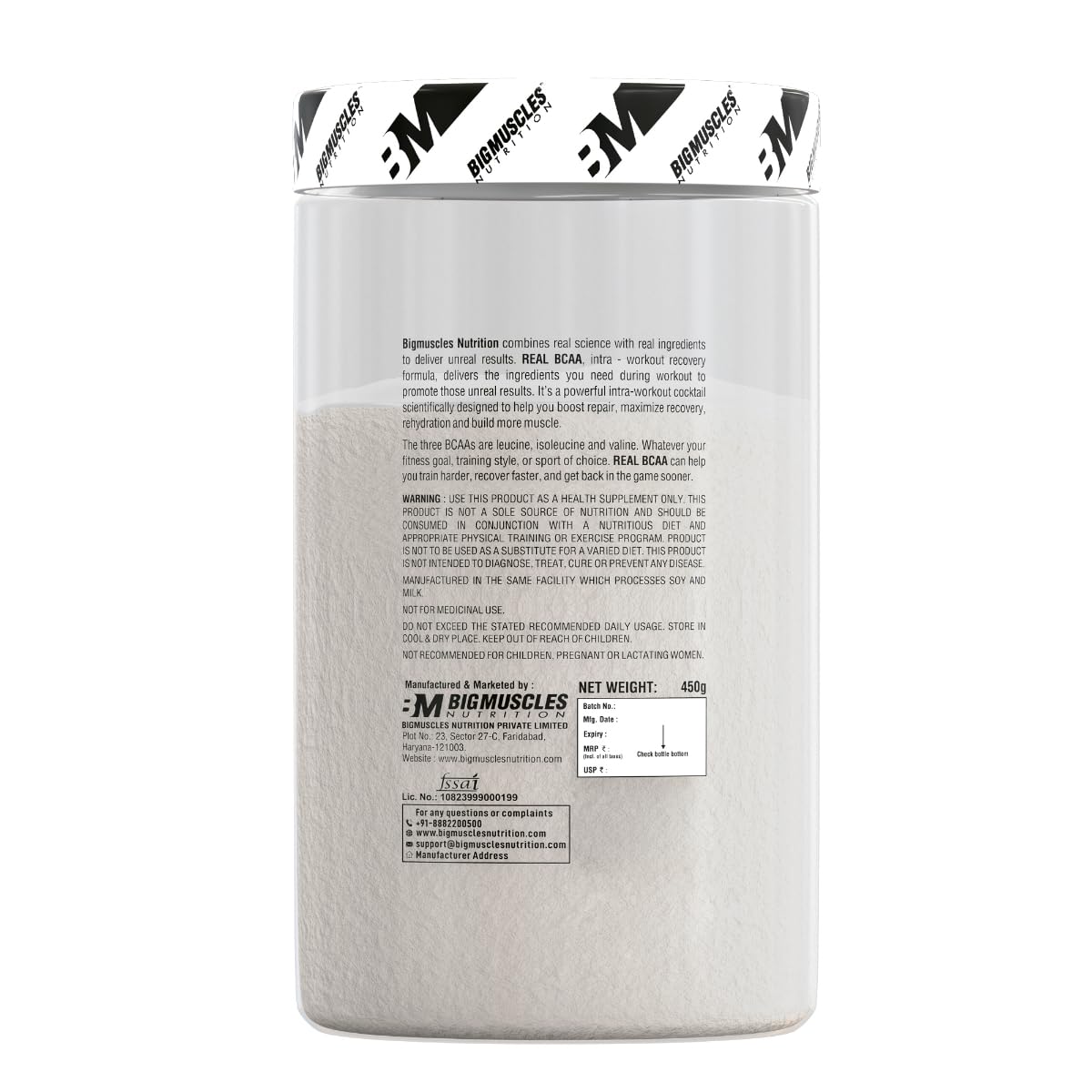 Bigmuscles Nutrition Real BCAA with Electrolytes | BCAA Powder in 2:1:1 Optimal Ratio | Powerful Intra Workout for Muscle Recovery & Endurance
