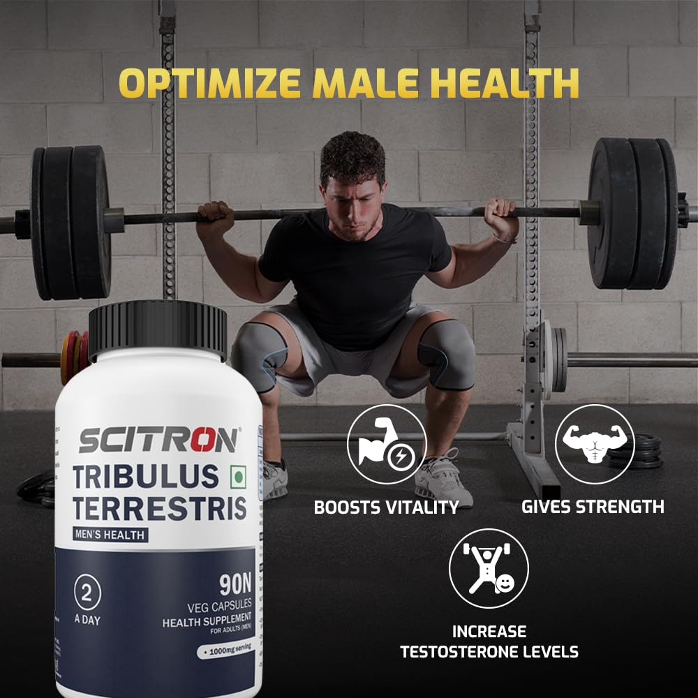 Scitron Tribulus Terrestris Capsules | Boost Testosterone, Vitality & Performance |90 Veg Capsules