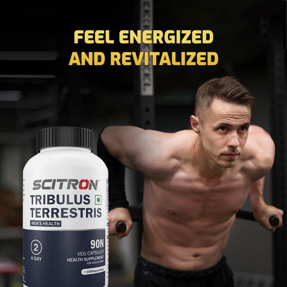 Scitron Tribulus Terrestris Capsules | Boost Testosterone, Vitality & Performance |90 Veg Capsules