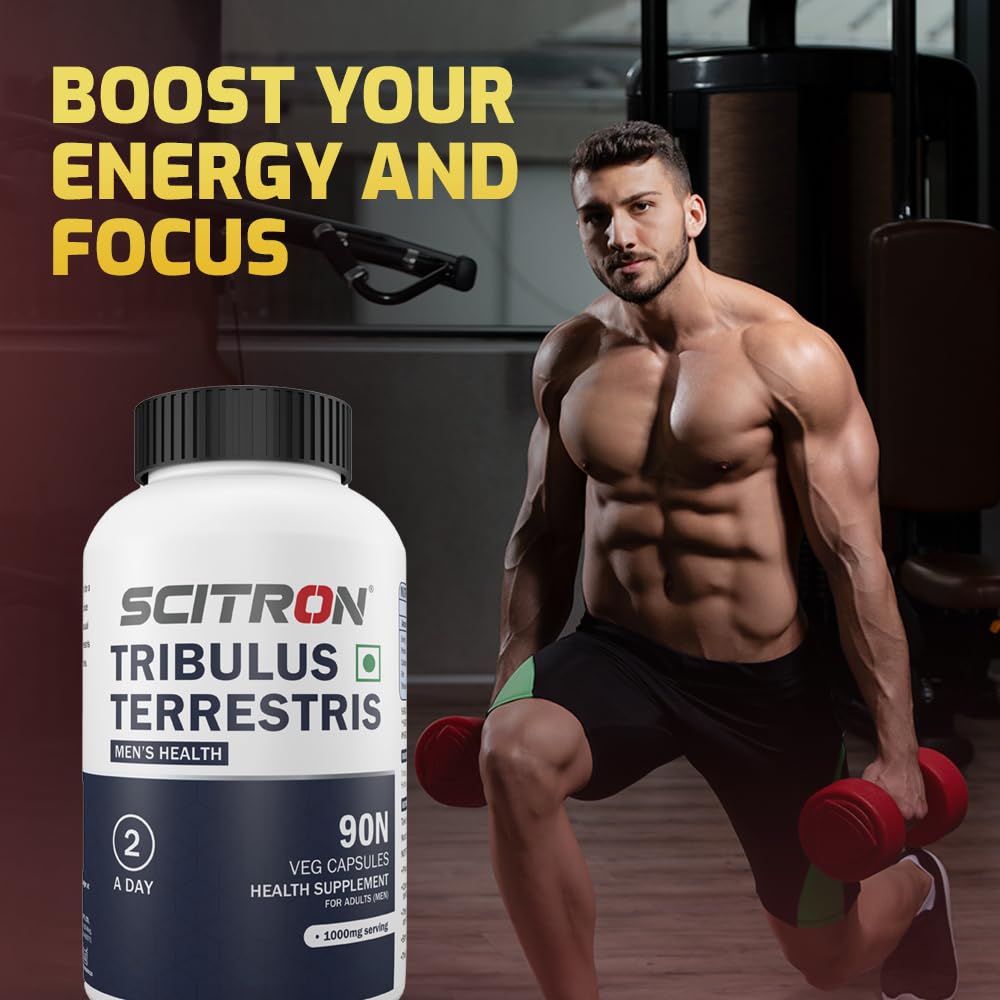 Scitron Tribulus Terrestris Capsules | Boost Testosterone, Vitality & Performance |90 Veg Capsules