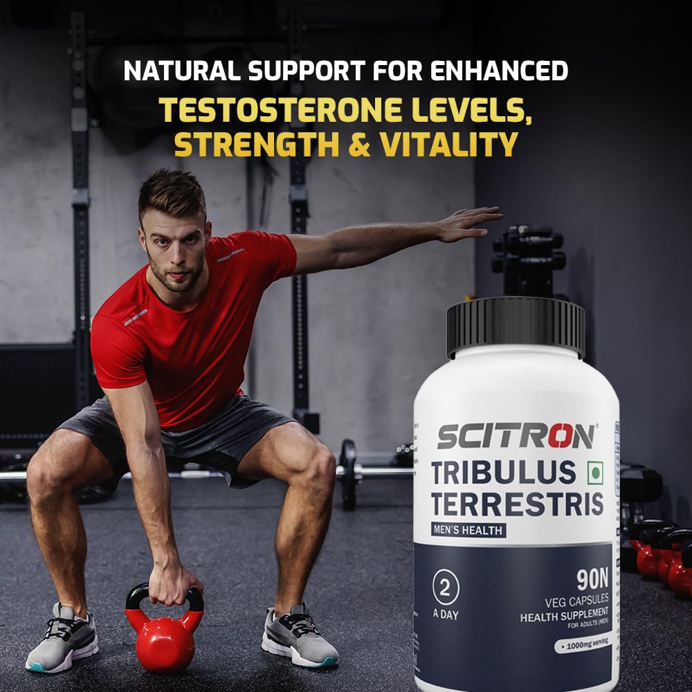 Scitron Tribulus Terrestris Capsules | Boost Testosterone, Vitality & Performance |90 Veg Capsules