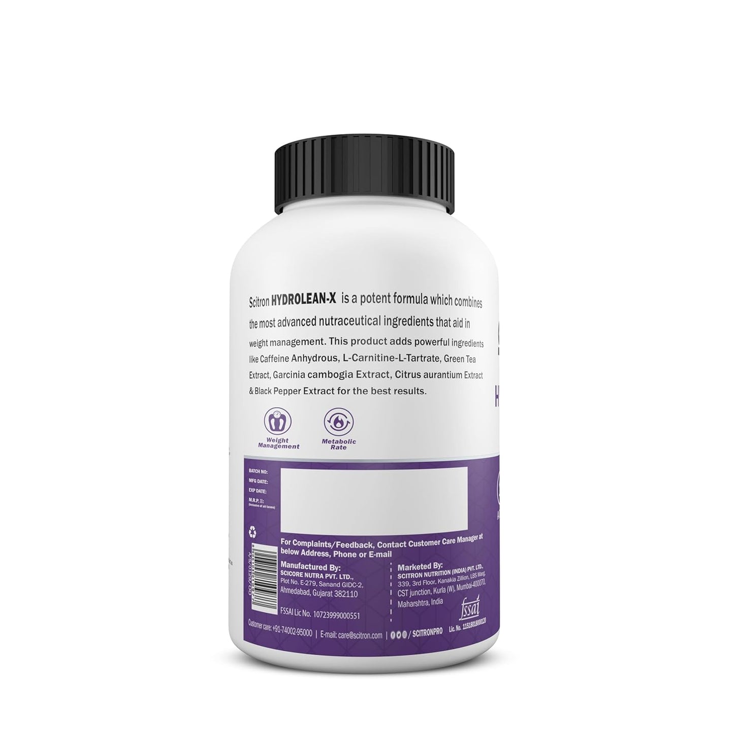 Scitron HYDROLEAN-X | 90-Capsules | Weight Loss Supplement with L-Carnitine L-Tartrate Fat Burner | Boost Your Metabolism | Achieve Noticeable Results