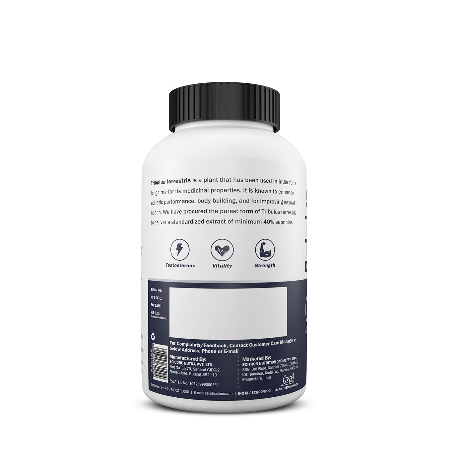 Scitron Tribulus Terrestris Capsules | Boost Testosterone, Vitality & Performance |90 Veg Capsules