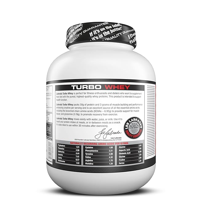 Labrada TURBO WHEY | Whey Protein Isolate | Whey Protein Concentrate and Creatine | 30g Protein | 41 Servings | 1.8kg Chocolate