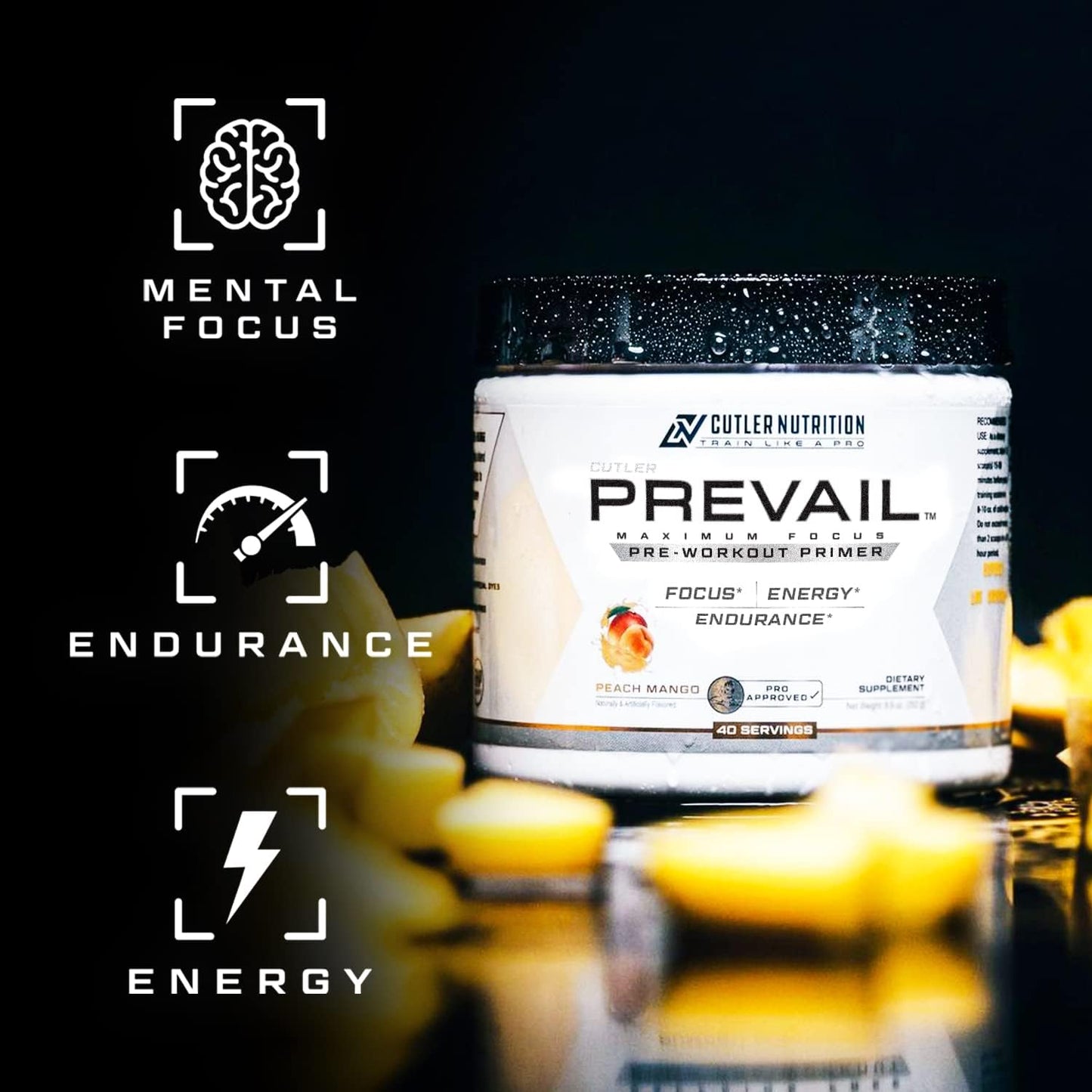Prevail Pre Workout Powder with Nootropics| Pre Workout for Men and Women | Cutting Edge Energy and Focus Supplement with L Citrulline, Alpha GPC, L Tyrosine, Neurofactor | 40 Servings