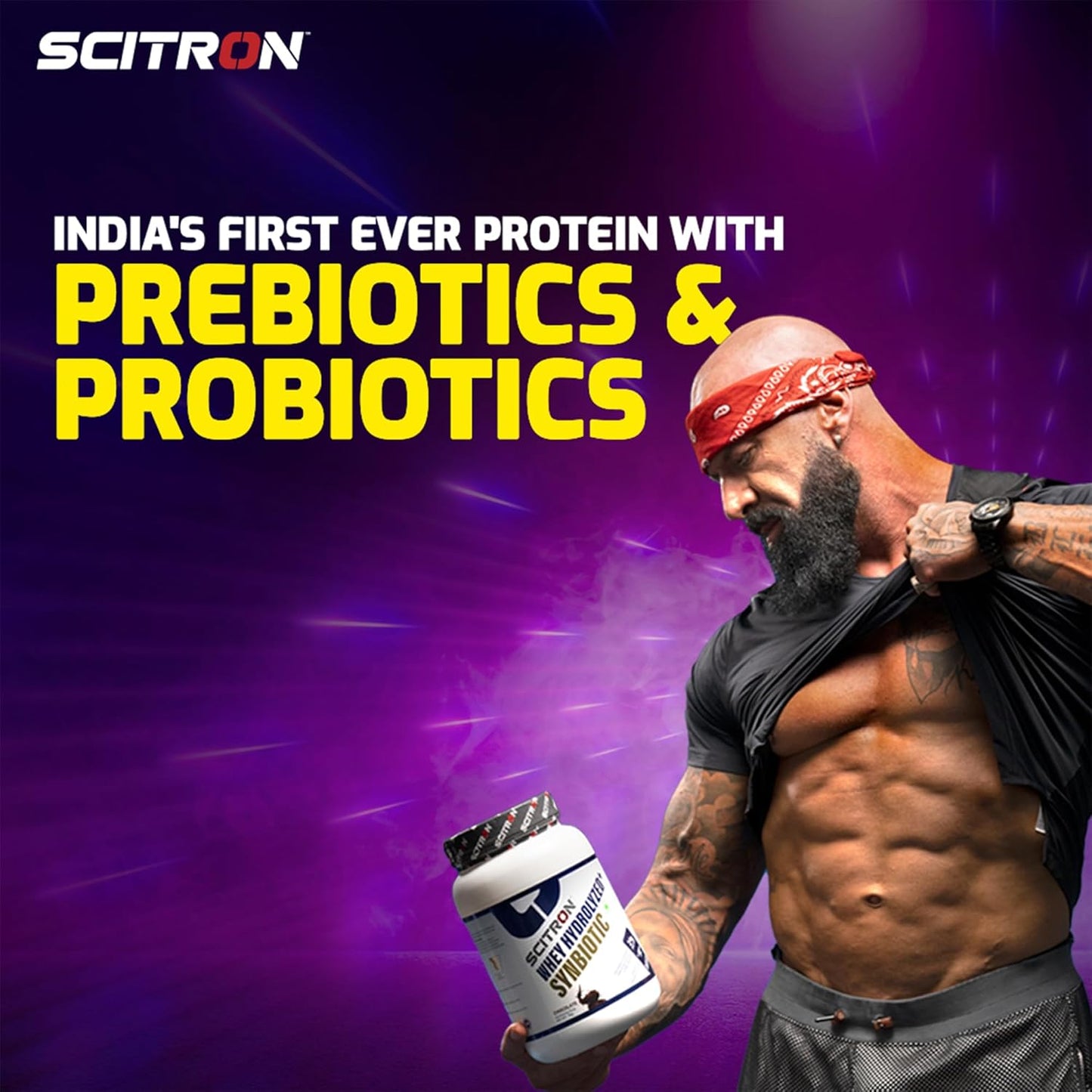 Scitron Whey Hydrolyzed Synbiotic 100% Hydrolyzed Protein Powder | 1Kg | Chocolate Flavor |24g Protein Per Serving| With 1 Billion Prebiotic & Probiotic Strains For Gut Health| Digestive Enzymes for Effective Digestion