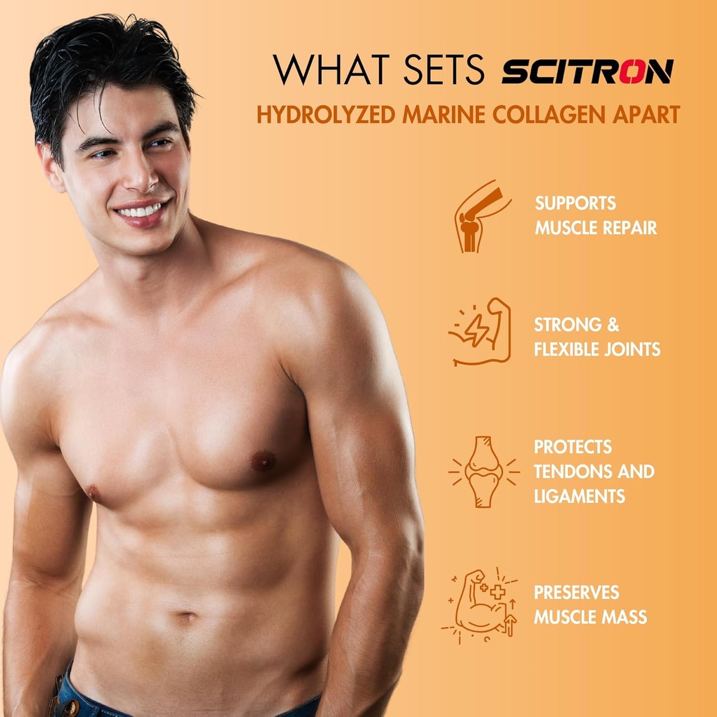 Scitron Hydrolyzed Marine Collagen Peptides with Hyaluronic Acid | Vitamin C | Glutathione & Biotin – Advanced Immunoglo Formula for Youthful Skin | Joint Health | Immune Support | Gluten-Free | 120g