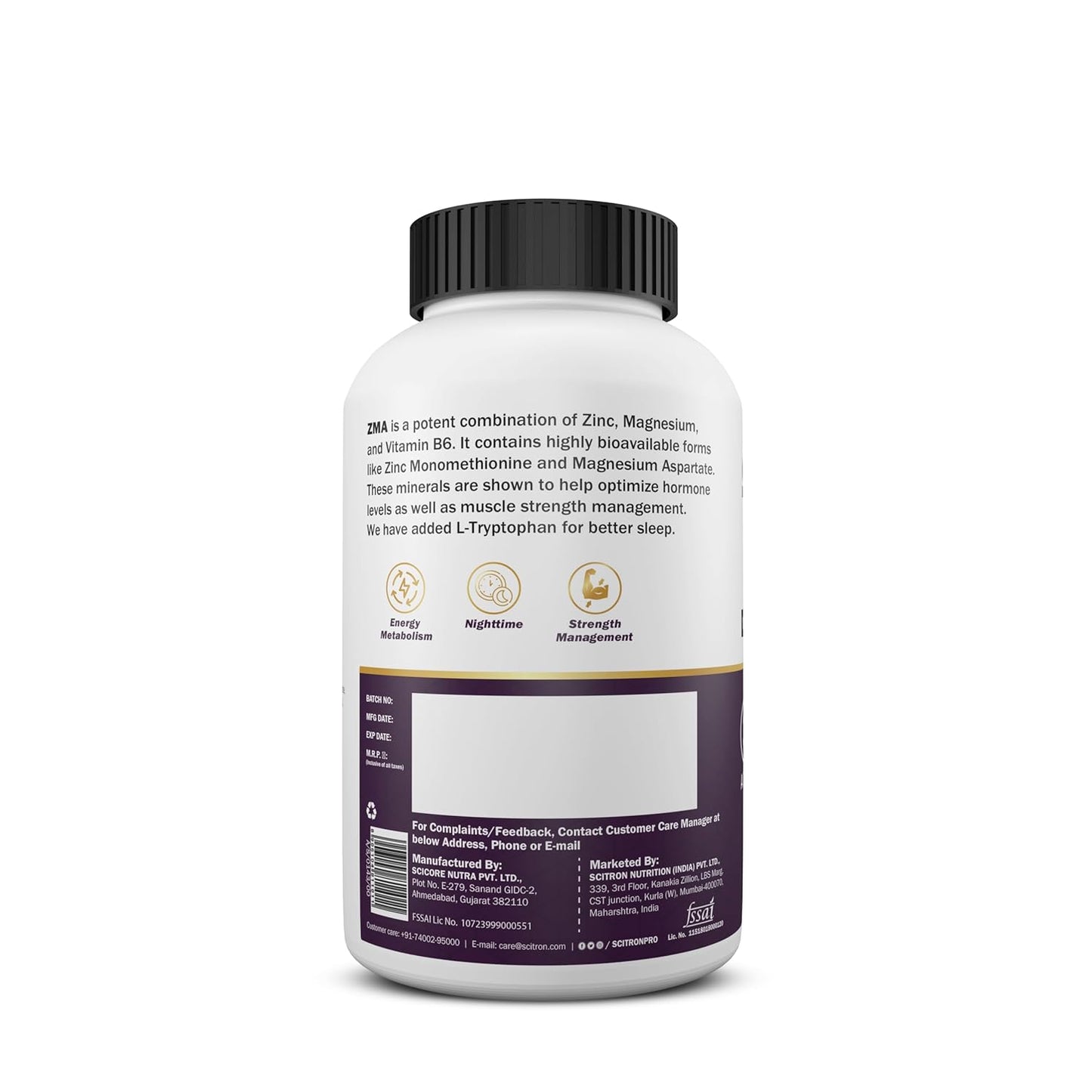 Scitron ZMA+ 90N Capsules | Zinc, Magnesium, B6 & L-Tryptophan | Sleep, Recovery & Hormone Support