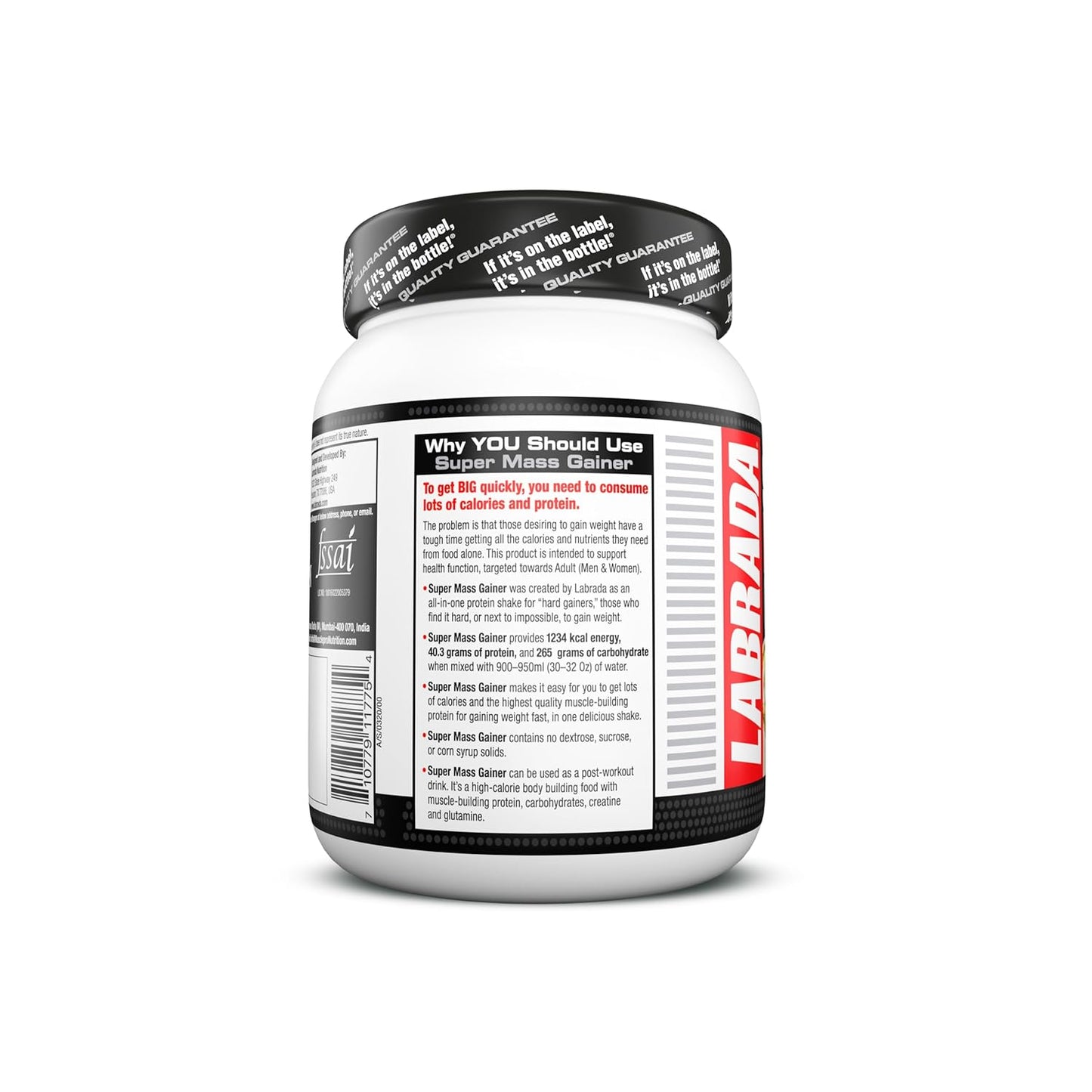 Labrada Super Mass Gainer | High-Calorie Protein Powder for Muscle Growth & Recovery |1246 Calories | 40g Protein | 265g Carbs | Chocolate Ice Cream Flavor | 3g Creatine | 500mg Glutamine, 1000gm