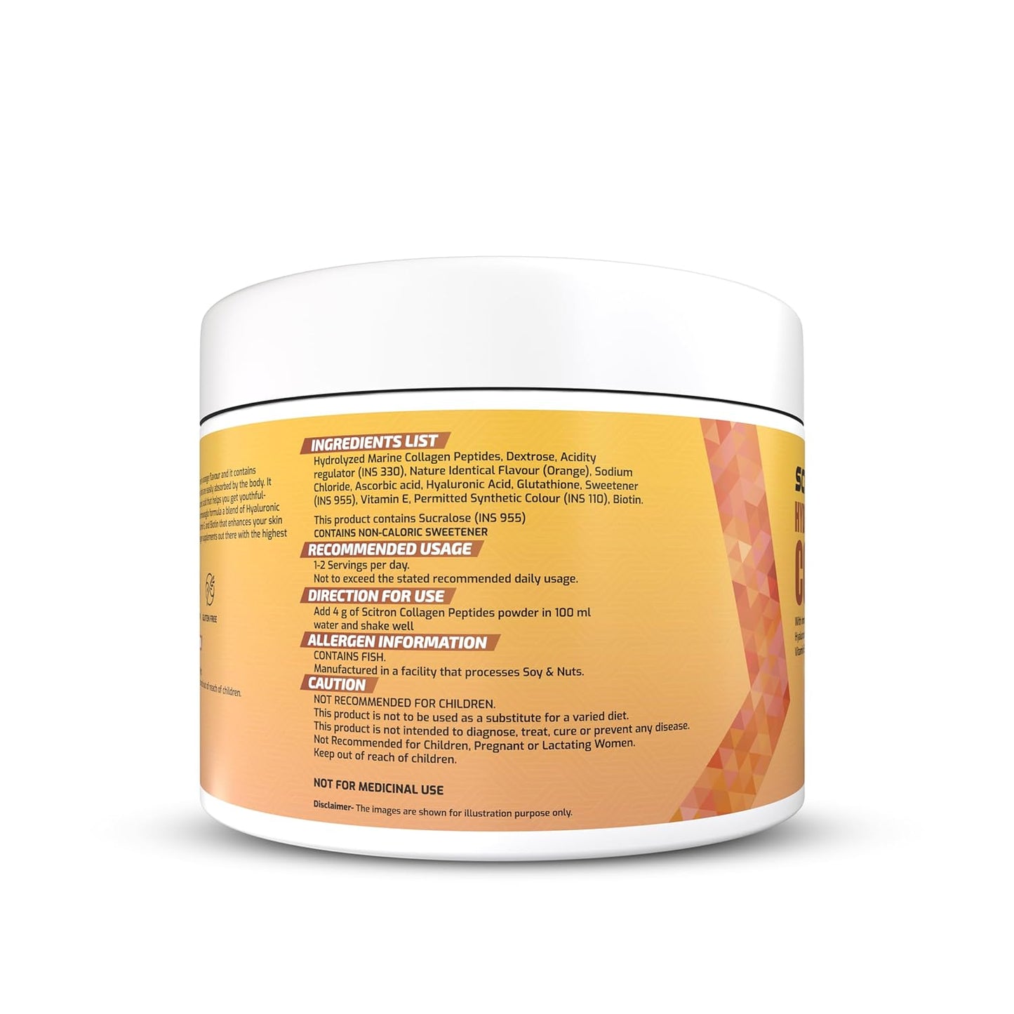 Scitron Hydrolyzed Marine Collagen Peptides with Hyaluronic Acid | Vitamin C | Glutathione & Biotin – Advanced Immunoglo Formula for Youthful Skin | Joint Health | Immune Support | Gluten-Free | 120g