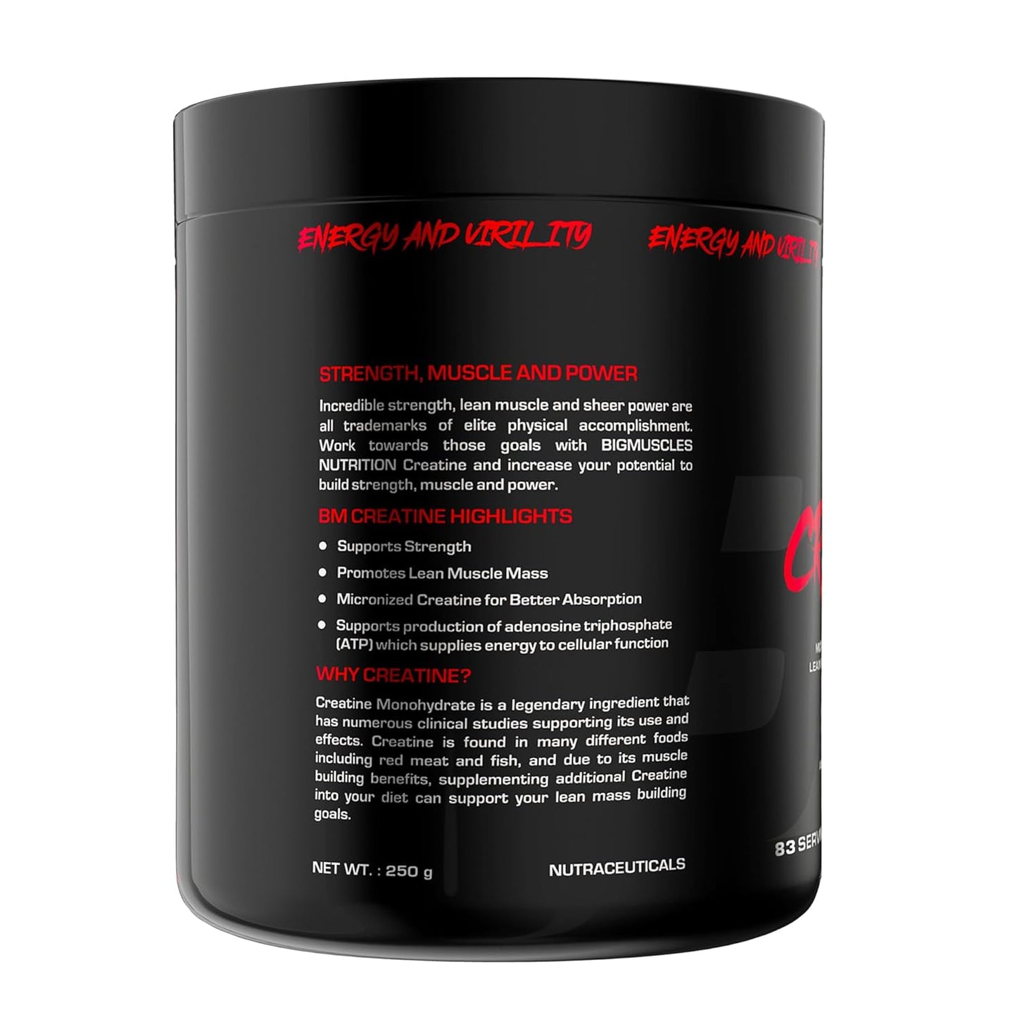 Bigmuscles Nutrition Creatine | Micronized Creatine Monohydrate To Support Lean Muscle Repair & Recovery