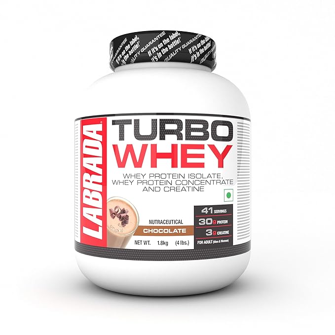 Labrada TURBO WHEY | Whey Protein Isolate | Whey Protein Concentrate and Creatine | 30g Protein | 41 Servings | 1.8kg Chocolate