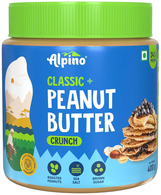 ALPINO 26g Protein Classic Peanut Butter Crunch | Roasted Peanuts| Brown Sugar & Sea Salt | Source of Healthy Fats & Dietary Fibre