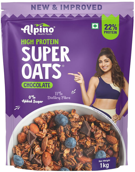 ALPINO 24% High Protein Super Rolled Oats | Rolled Oats & Natural Peanut Butter |24g Protein| Source of Dietary Fibre & Healthy Fats| No Added Sugar & Salt