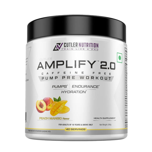Cutler Nutrition Amplify - Caffeine Free Pre Workout for Men and Women | Stimulant Free| Arginine | Coconut Water and L-Citrulline | 40 servings | 280g