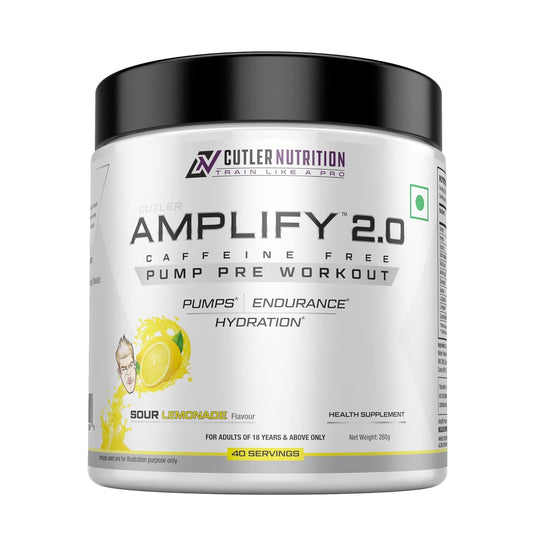 Cutler Nutrition Amplify - Caffeine Free Pre Workout for Men and Women | Stimulant Free| Arginine | Coconut Water and L-Citrulline | 40 servings | 280g