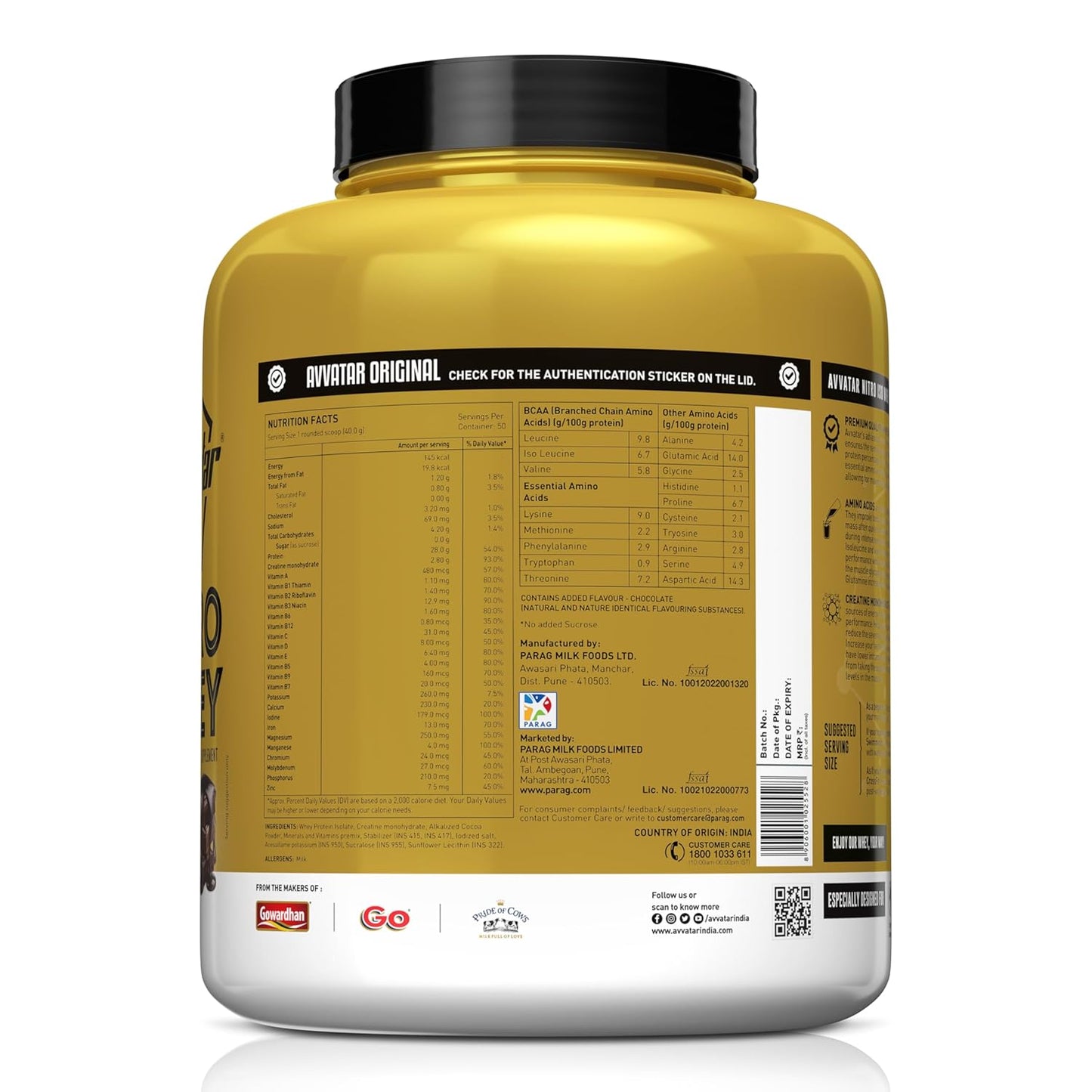 Avvatar NITRO ISO WHEY | 28.5g Protein | 2.8g Creatine Monohydrate| Ultimate muscle building formula| increase strength & exercise performance