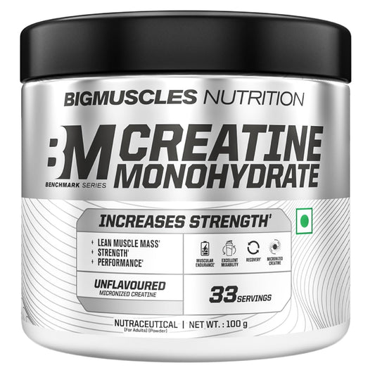 Bigmuscles Nutrition Creatine Monohydrate| Micronised Creatine Powder For Enhanced Muscle Strength With Rapid Absorption | Benchmark Series