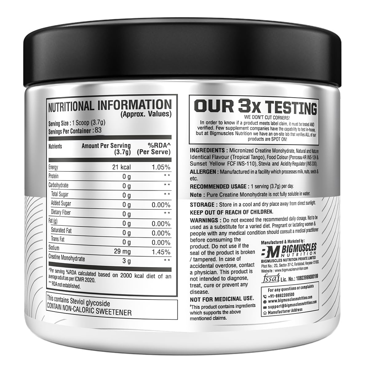 Bigmuscles Nutrition Creatine Monohydrate| Micronised Creatine Powder For Enhanced Muscle Strength With Rapid Absorption | Benchmark Series
