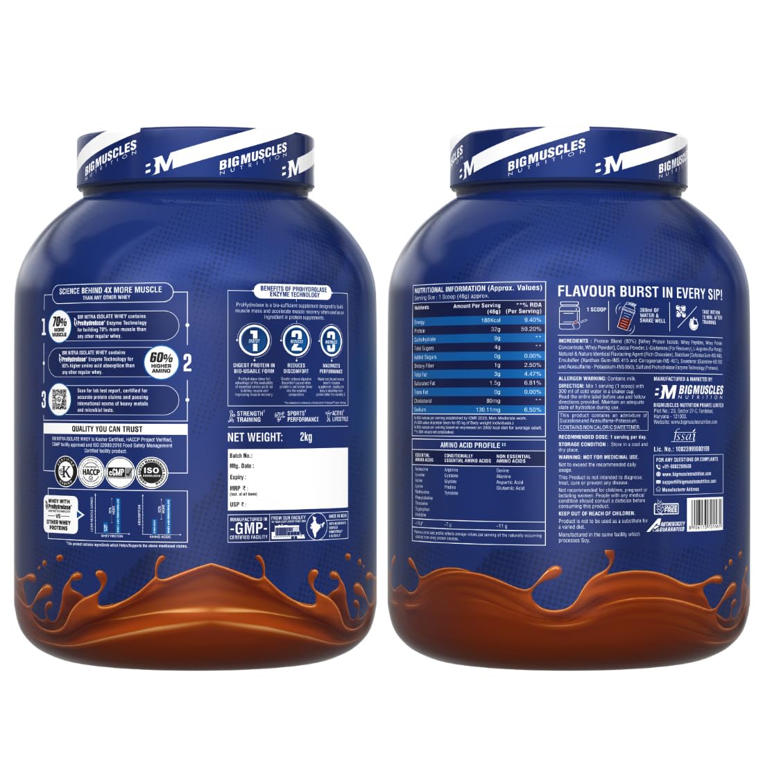 Bigmuscles Nutrition Nitra Isolate | 32g Protein | 10g EAA | Whey Protein with ProHydrolase Enzyme Tech| For Faster Absorption | Improved Strength| Faster Recovery & Muscle Building