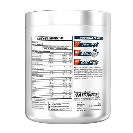 Bigmuscles Nutrition Essential EAA | All 9 Essential Amino Acids with Electrolyte & Energy Matrix