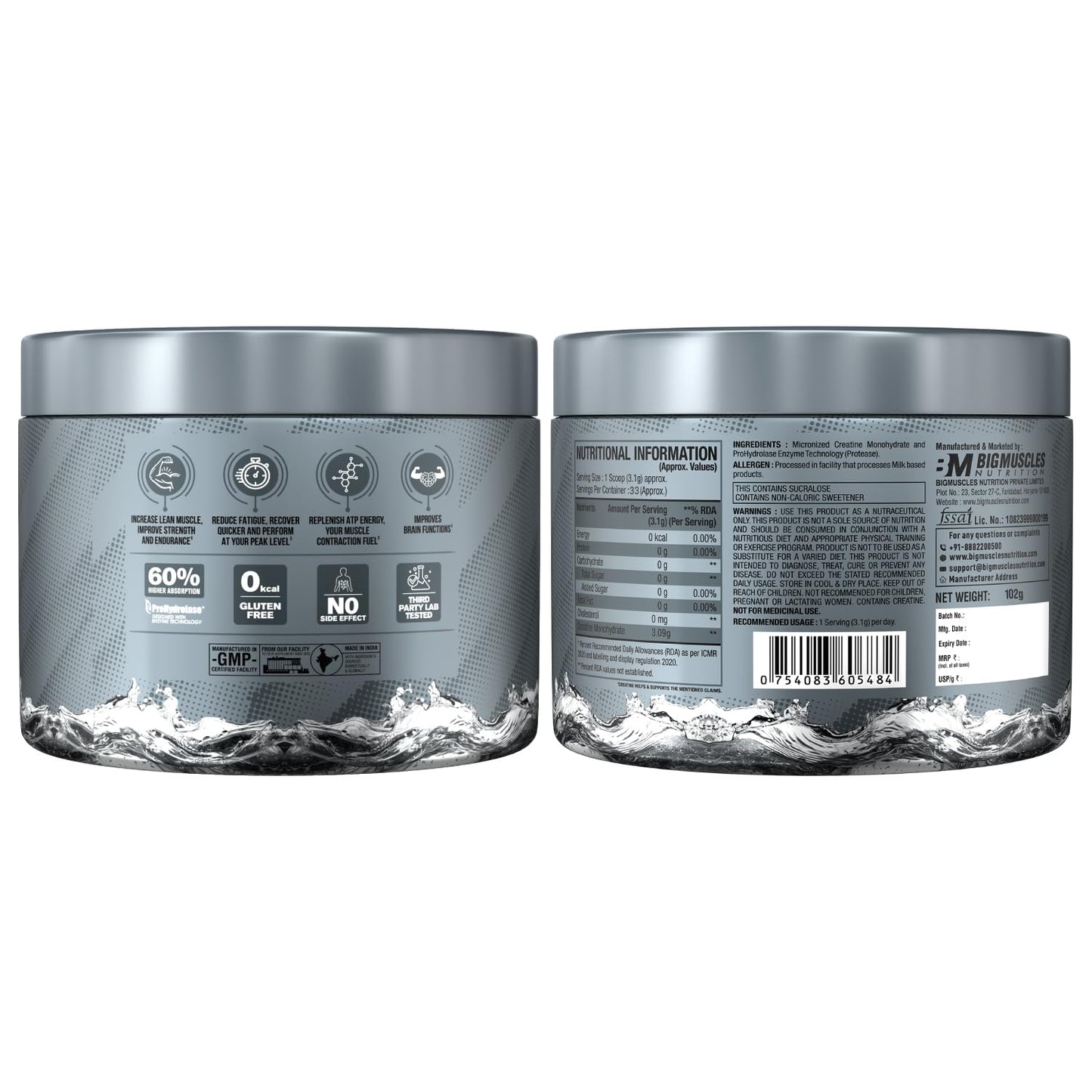 Bigmuscles Nutrition Creatine | Micronized Creatine Monohydrate To Support Lean Muscle Repair & Recovery