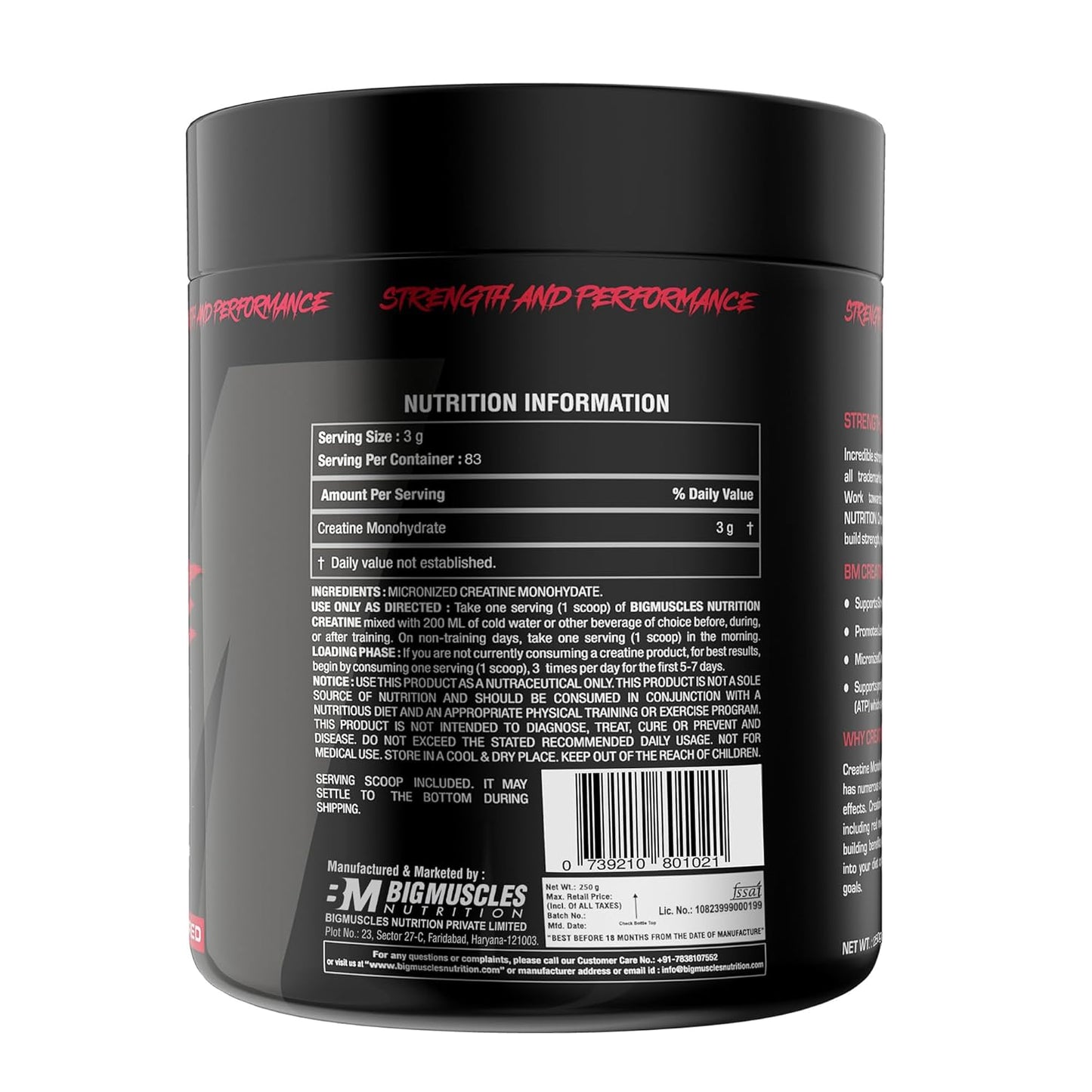 Bigmuscles Nutrition Creatine | Micronized Creatine Monohydrate To Support Lean Muscle Repair & Recovery