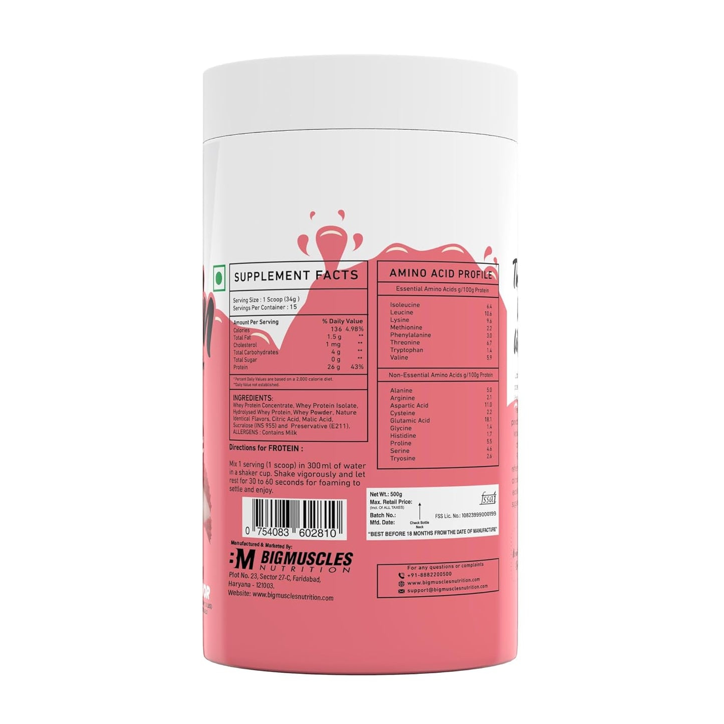Bigmuscles Nutrition Frotein |26g Hydrolysed Whey Protein Isolate |15g EAA | 0g Sugar