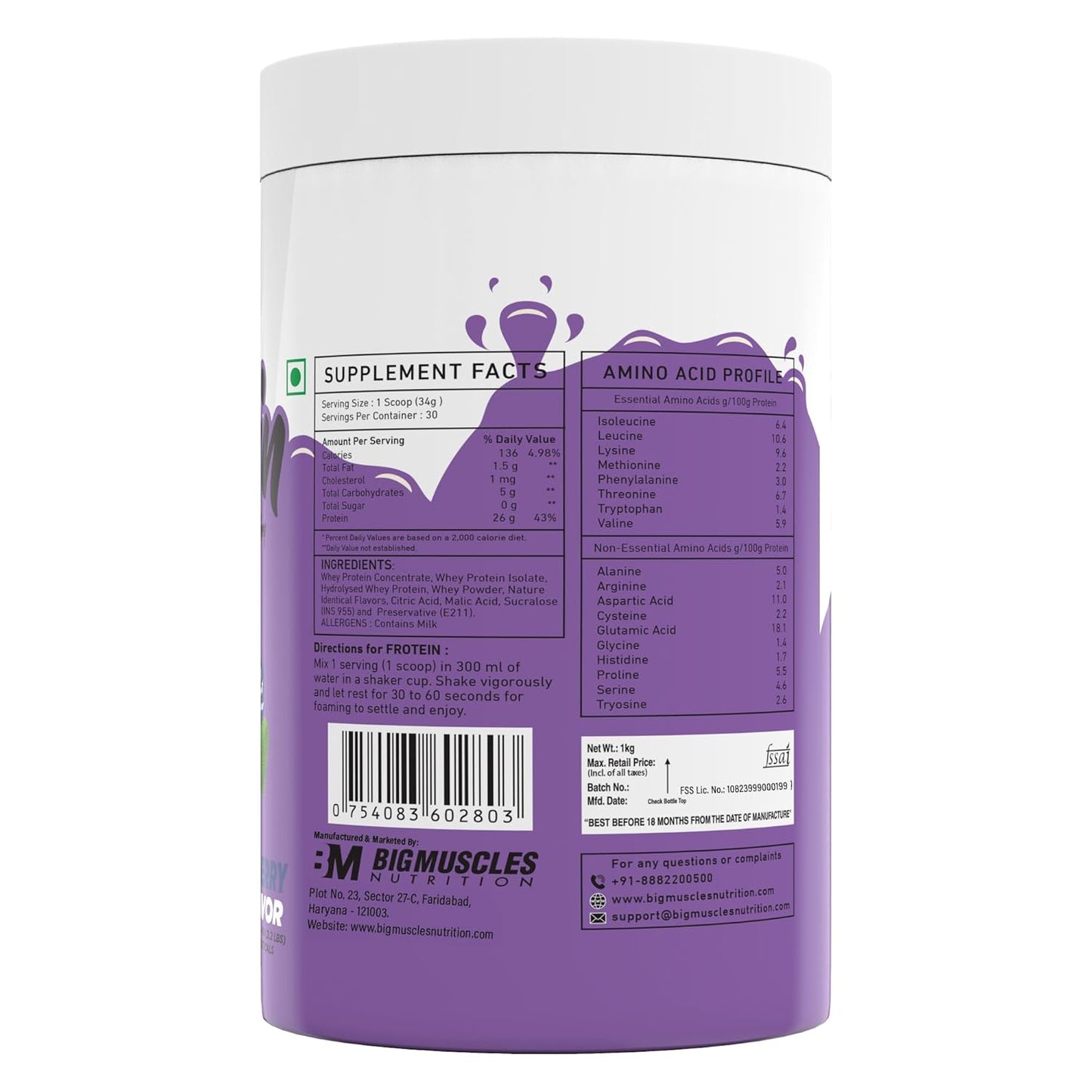 Bigmuscles Nutrition Frotein |26g Hydrolysed Whey Protein Isolate |15g EAA | 0g Sugar
