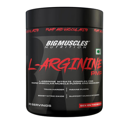Bigmuscles Nutrition L-Arginine PMP Powder | Pack of 30 Serving | 3000 mg | Muscle Building Amino Acid | Build Strength & Endurance| Faster Recovery| Enhance Energy Levels | Preworkout | 90 gm