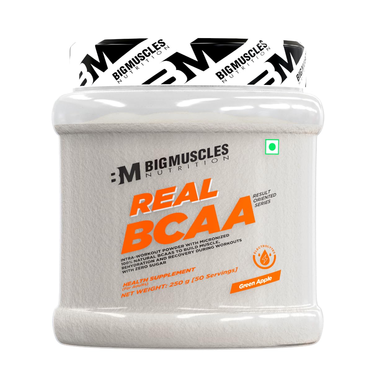 Bigmuscles Nutrition Real BCAA with Electrolytes | BCAA Powder in 2:1:1 Optimal Ratio | Powerful Intra Workout for Muscle Recovery & Endurance