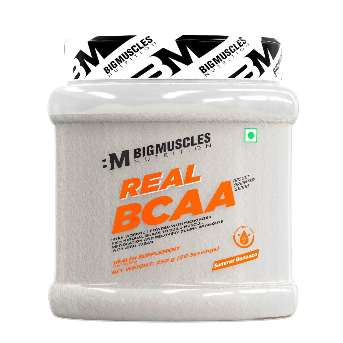 Bigmuscles Nutrition Real BCAA with Electrolytes | BCAA Powder in 2:1:1 Optimal Ratio | Powerful Intra Workout for Muscle Recovery & Endurance