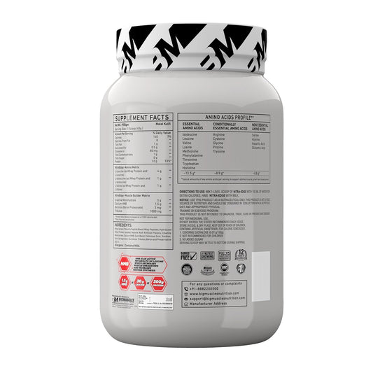 Bigmuscles Nutrition Nitra Edge Isolate Whey Protein | 32g Protein | 13.5g EAA | 6g BCAA per serving | 3g Creatine | Muscle Building Formula