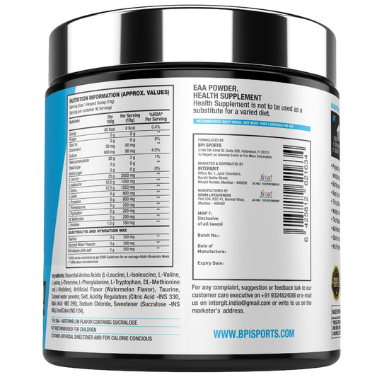 BPI Sports Essential Aminos| Essential Amino Acids (EAAs) | Recovery | Muscle Growth | Hydration|30 Servings | 300 gm