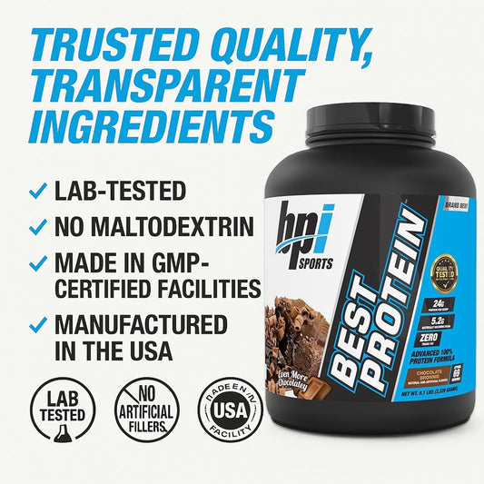 BPI Sports Best Protein | 100% Whey Protein Powder | Muscle Growth, Recovery, Meal Replacement | No Fillers| Gluten Free | Best Protein Powder for Men & Women