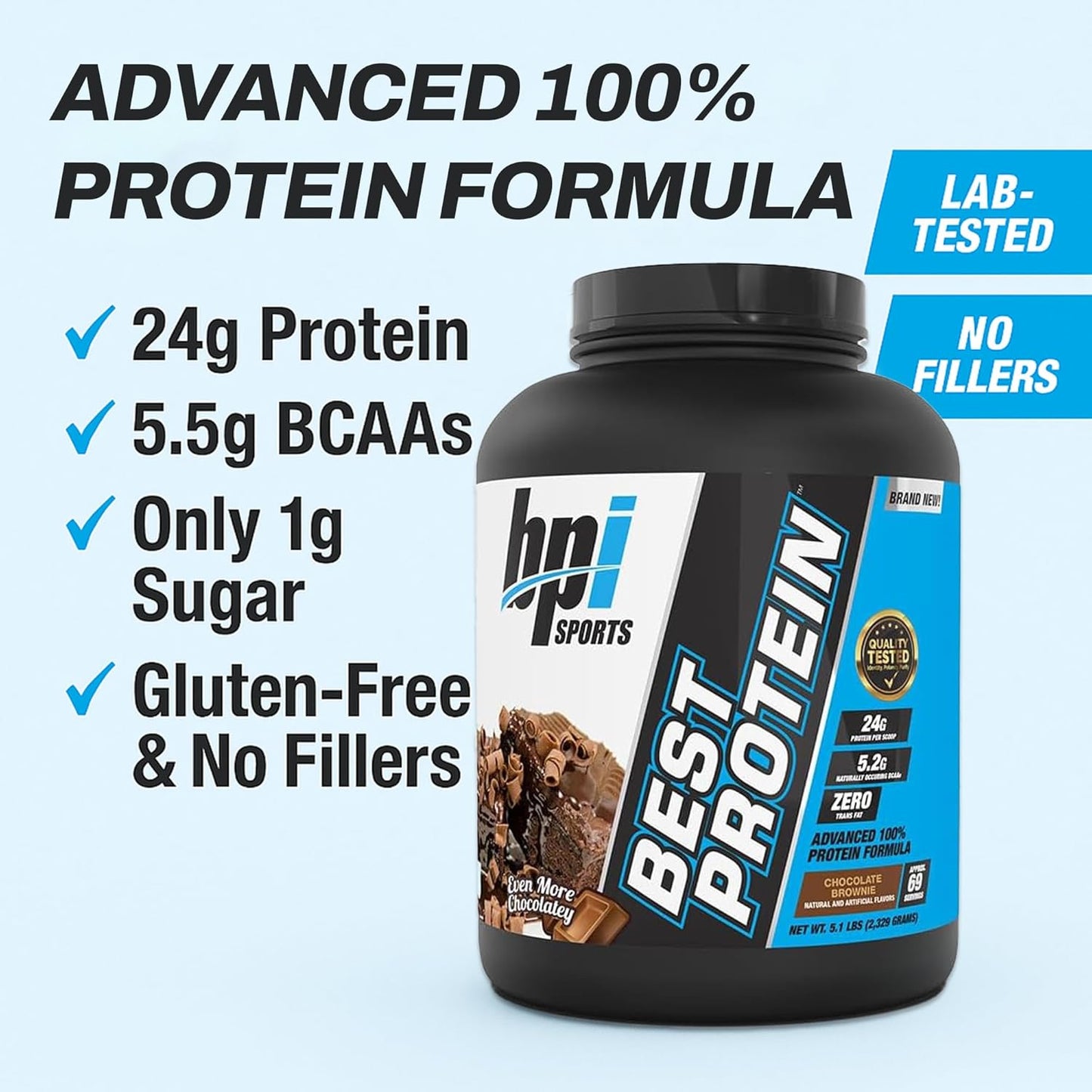 BPI Sports Best Protein | 100% Whey Protein Powder | Muscle Growth, Recovery, Meal Replacement | No Fillers| Gluten Free | Best Protein Powder for Men & Women