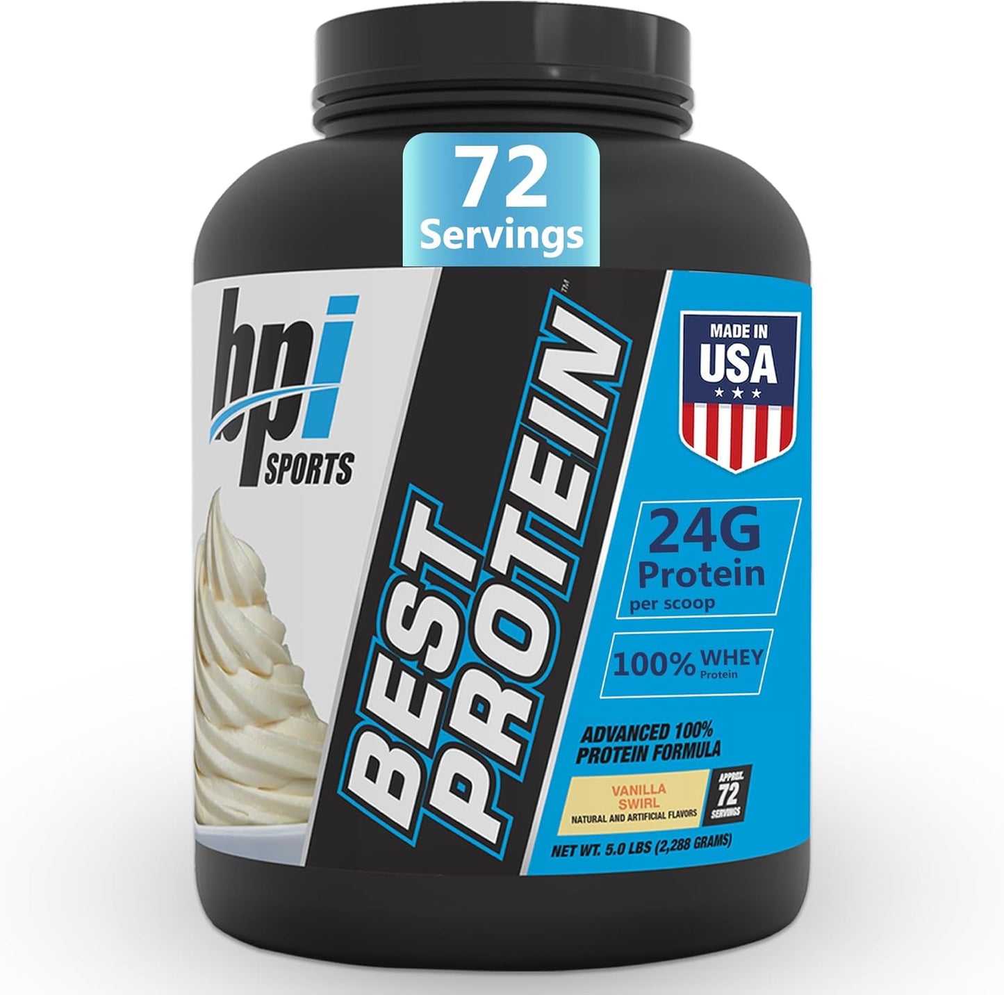 BPI Sports Best Protein | 100% Whey Protein Powder | Muscle Growth, Recovery, Meal Replacement | No Fillers| Gluten Free | Best Protein Powder for Men & Women