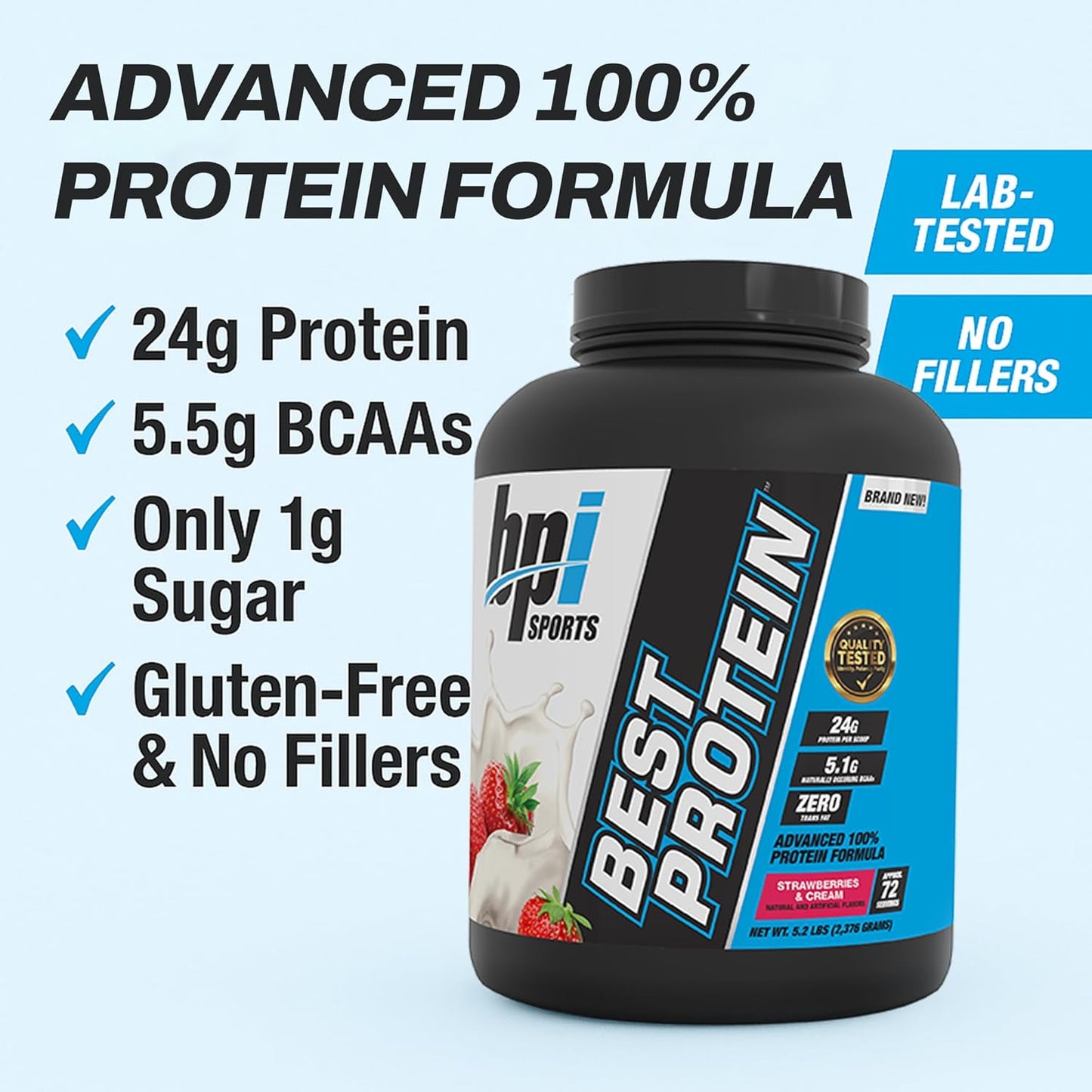BPI Sports Best Protein | 100% Whey Protein Powder | Muscle Growth, Recovery, Meal Replacement | No Fillers| Gluten Free | Best Protein Powder for Men & Women