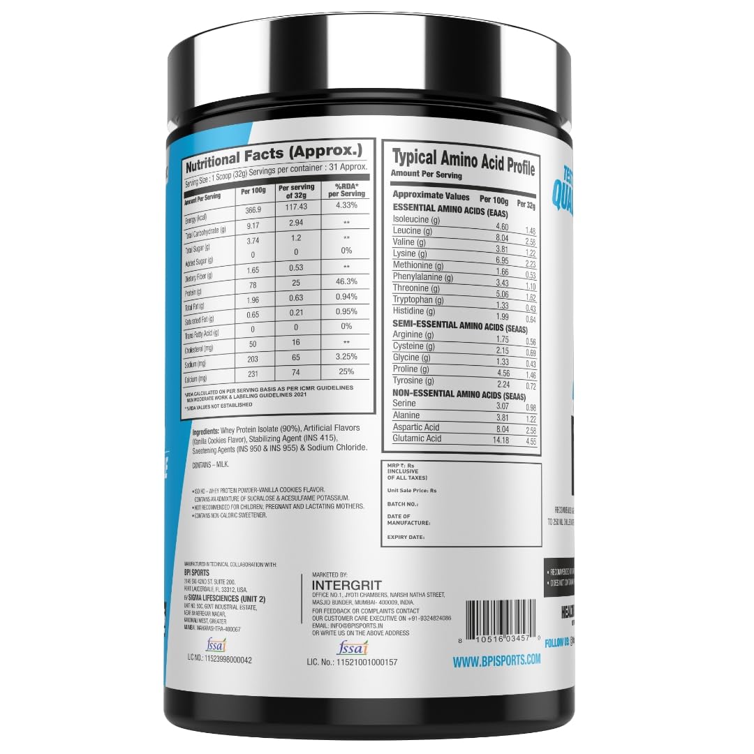 BPI Sports Iso Hd | Whey protein isolates | Muscle Growth, Recovery, Weight Loss | Meal Replacement | Low Carb | Low Calorie | for Men & Women