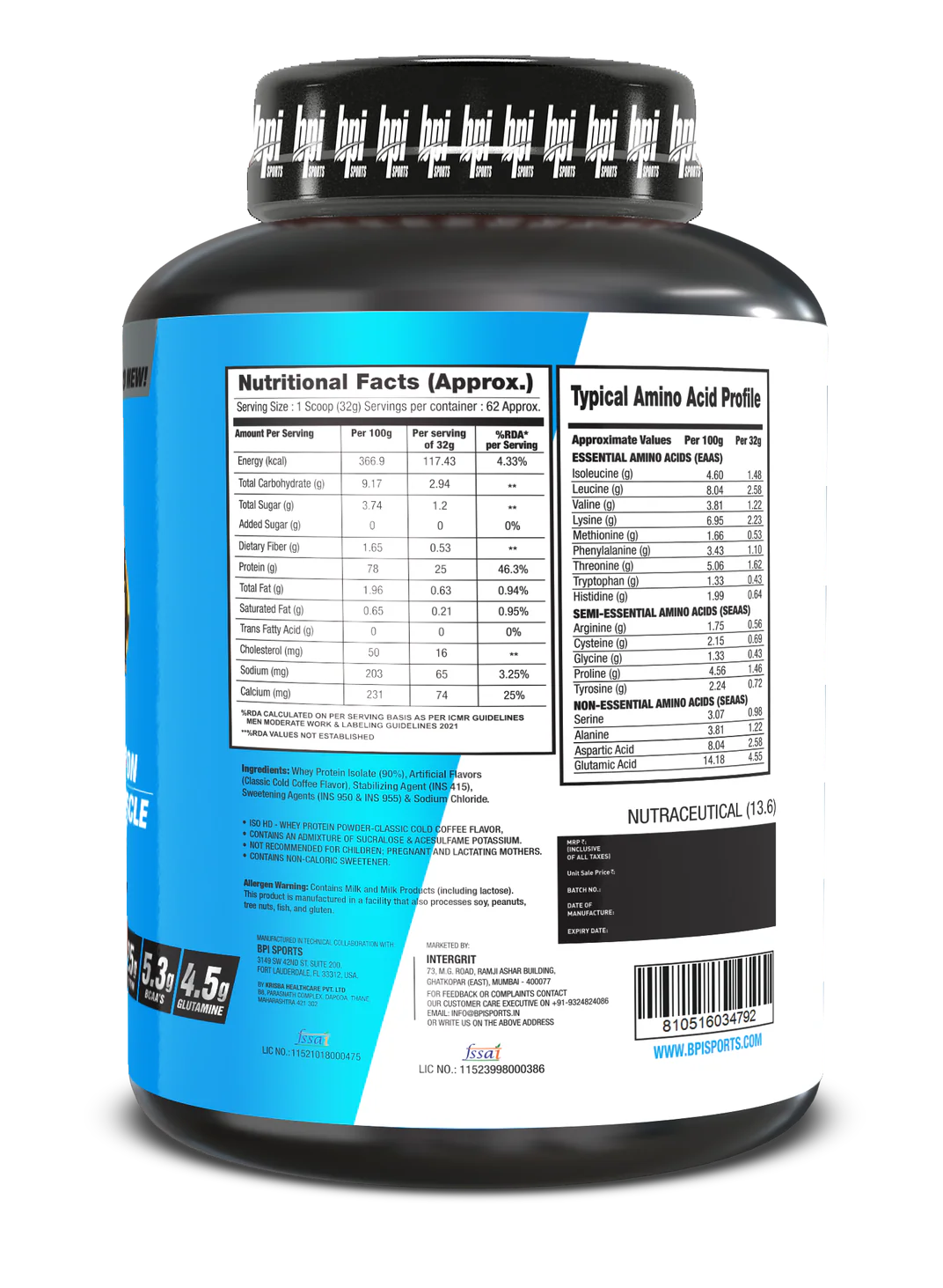 BPI Sports Iso Hd | Whey protein isolates | Muscle Growth, Recovery, Weight Loss | Meal Replacement | Low Carb | Low Calorie | for Men & Women