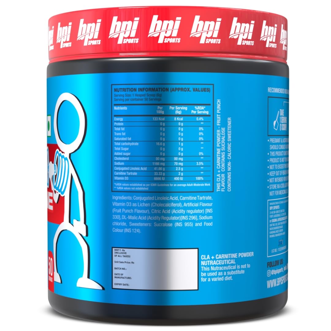 BPI Sports CLA + Carnitine |Conjugated Linoleic Acid | Weight Loss Formula | Metabolism, Performance, Lean Muscle | Caffeine Free | For Men & Women | 50 servings