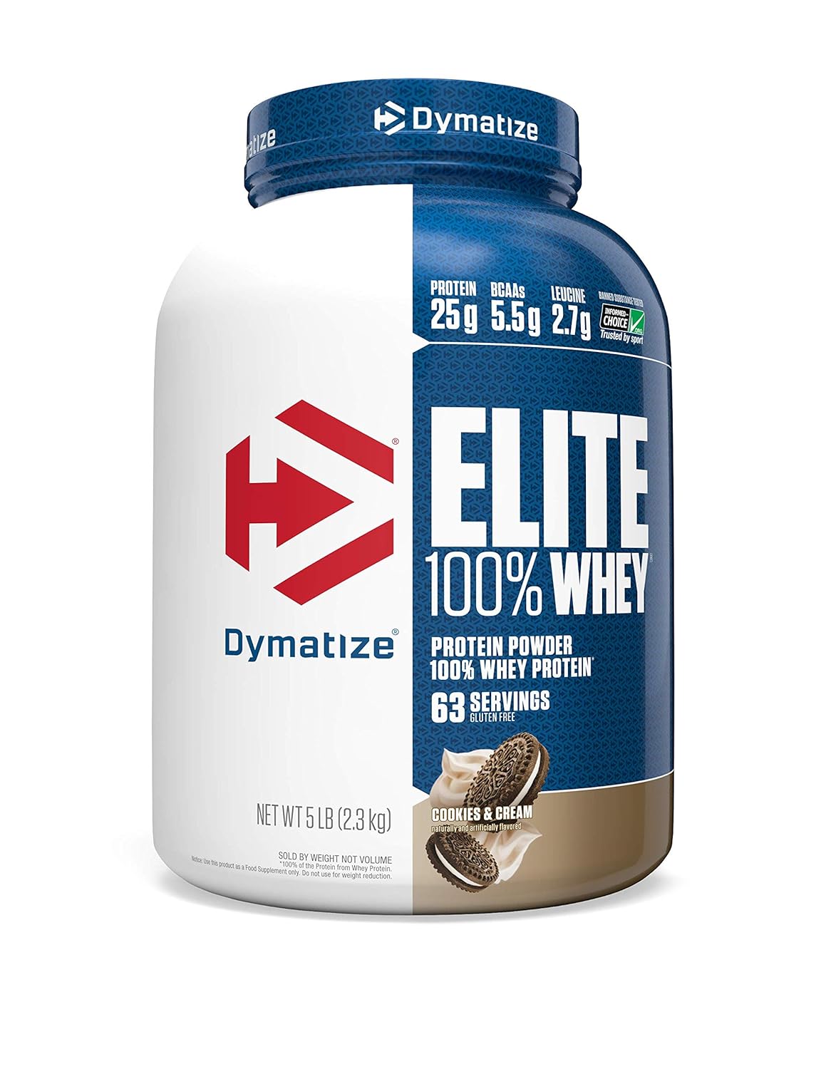 Dymatize Nutrition Elite 100% Whey Protein | Whey Protein Powder | Muscle Recovery | 25g Protein| 5.5g BCAA | Fast-Absorbing Protein | Gluten-Free | Blend with BCAAs & Glutamine | 5 Lbs