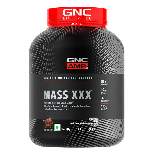 GNC Amp Mass Xxx Gainer Powder|Boosts Lean Muscle Gains|Amps Up Workout Results|50G Protein|10G Bcaa|127.5 G Carbs|3G Creatine