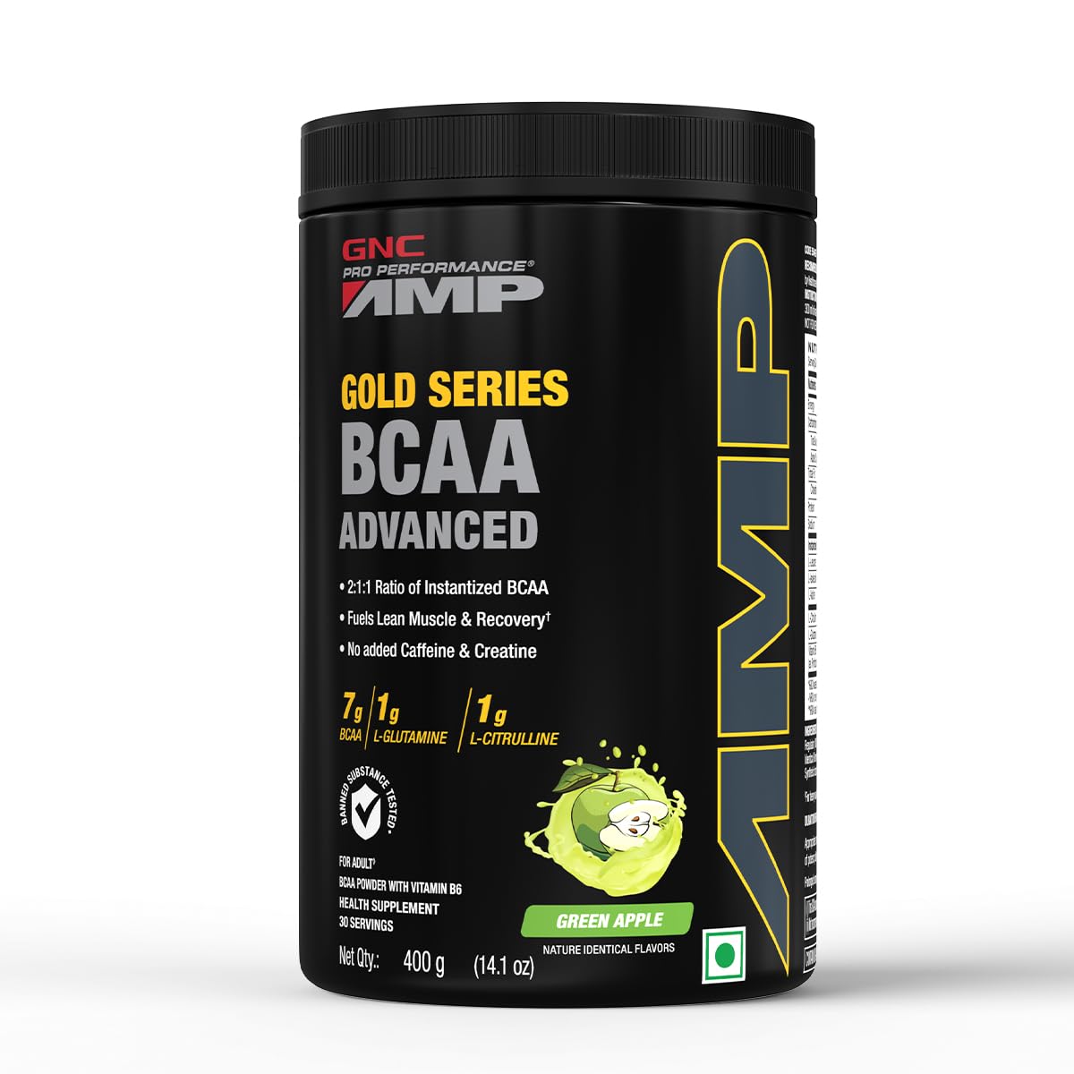 GNC AMP Gold Series BCAA Advanced | 400 gm | 30 Servings | Fastest Muscle Recovery | Maximized Workout Performance | Formulated In USA | 7g BCAA | 1g L-Glutamine | 1g L-Citrulline