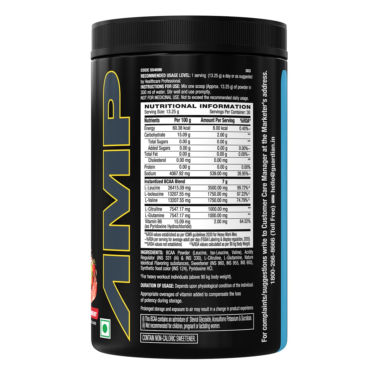 GNC AMP Gold Series BCAA Advanced | 400 gm | 30 Servings | Fastest Muscle Recovery | Maximized Workout Performance | Formulated In USA | 7g BCAA | 1g L-Glutamine | 1g L-Citrulline