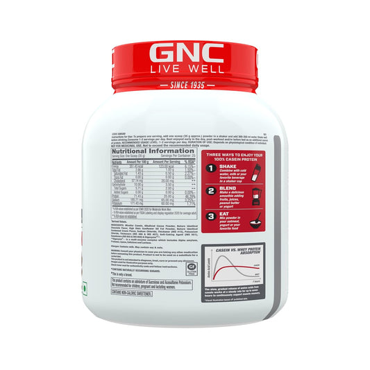 GNC Pro Performance 100% Micellar Casein | 2 lbs | 25 Servings | Overnight Muscle Recovery | Helps Stay Full | DigeZyme® For Easy Digestion | 25g Protein | 15g EAA | 7g BCAA |