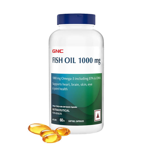 GNC Fish Oil 1000mg Omega-3 with 180mg EPA & 120mg DHA |For Heart, Brain, Joint & Vision Support | Ultra-Pure & Enteric-Coated For No Fishy Aftertaste | USA Formulated